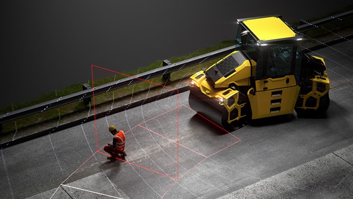 Emergency Brake Assist at work on road construction sites