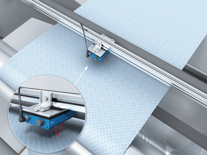 Sensoren sikrer, at der ikke er nogen fare for beskadigelse af materialet, hvilket er vigtigt for eksempel ved sarte, glatte eller bløde materialer såsom ekstrudering eller tekstiler.
