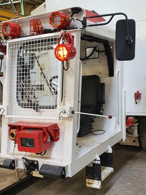 The driver's cab of a truck for a tunnel