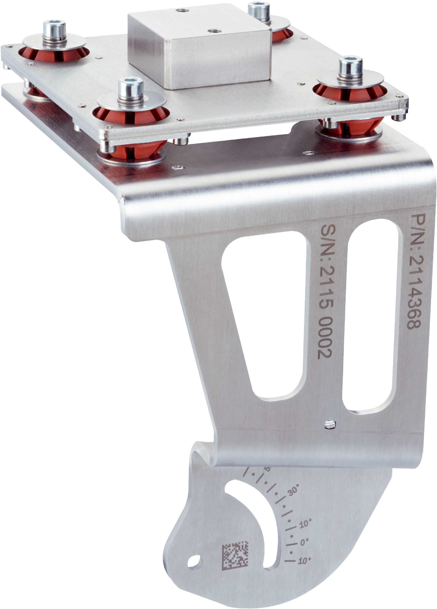 Mounting bracket with vibration/shock absorption for CLV69x with oscillating mirror