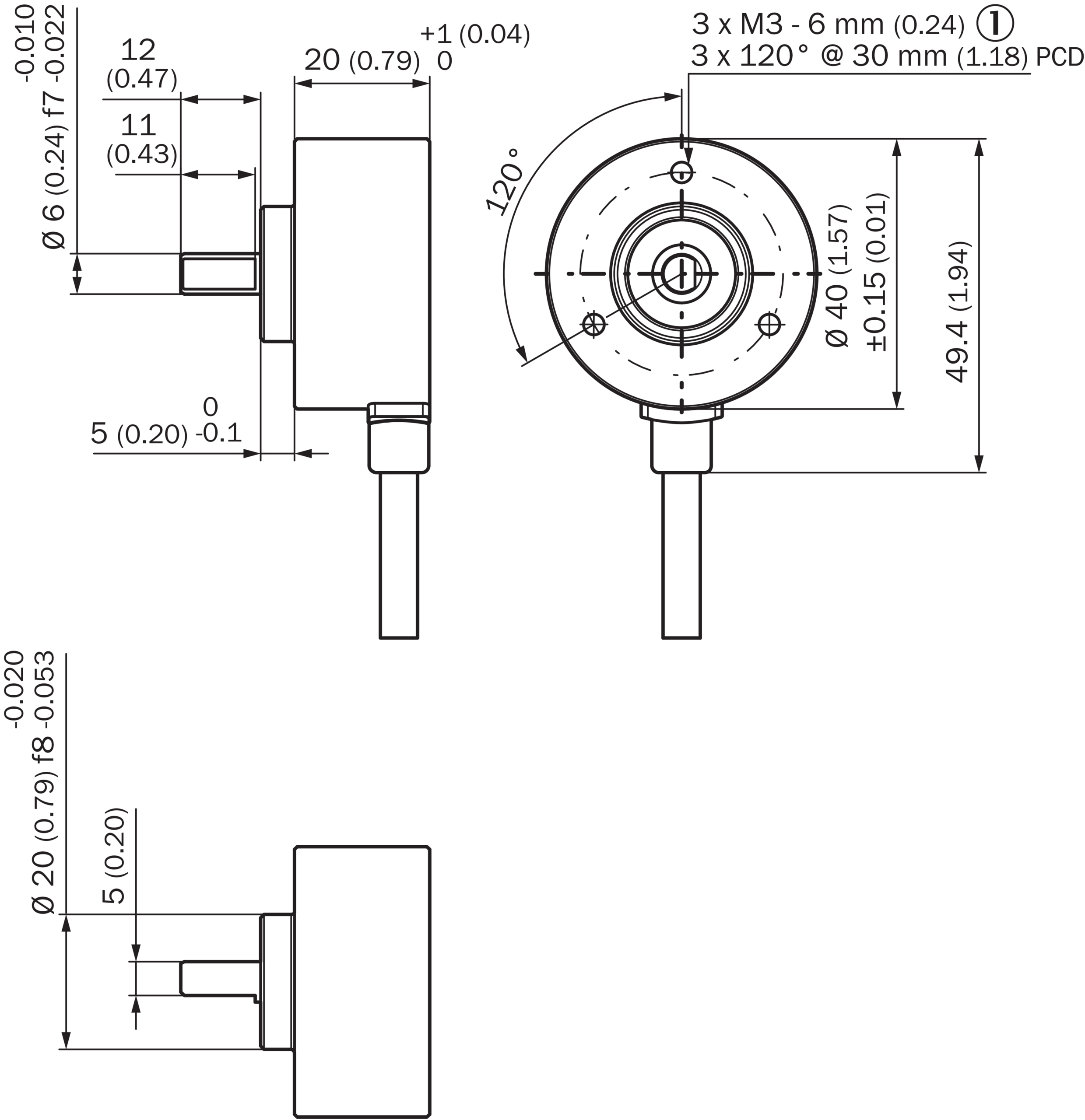 Dimensional drawing Solid shaft